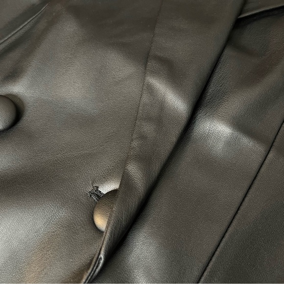 NWT JASON WU Double Breasted Lapel Faux Leather Black Sleeveless Vest sz M - Picture 4 of 6